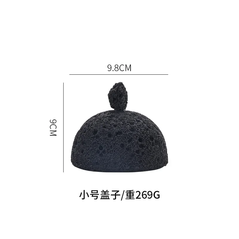 Black Cement Tableware Dinner Plate with Lid Sashimi Disc Dry Ice Tray Sushi Dessert Plates Dim Sum Dish Steak Bowl