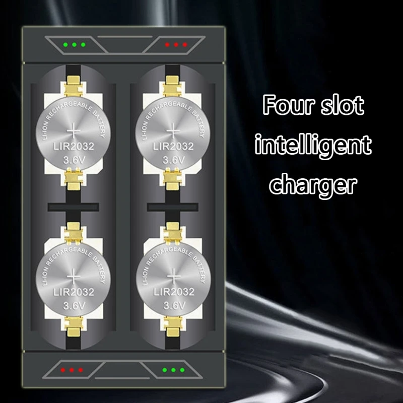 Button Battery Charger for ML2032 ML2025 Rechargeable Battery With 4Slot And LED Indicators For Efficient Charging  D2RC
