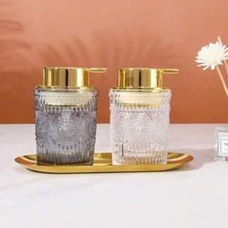 Modern Embossed Shampoo Bottle Desktop Decoration Gold Stroke Home Bathroom Accessories European Glass Soap Bottle