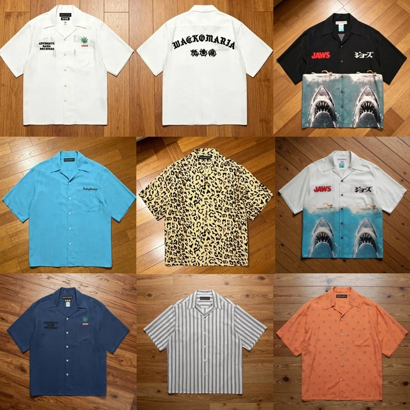 

American Style Trend Hawaiian Style Wacko Maria Shirt Tee Streetwear Casual Short Sleeve Fun Graphics Print Button Up Shirts
