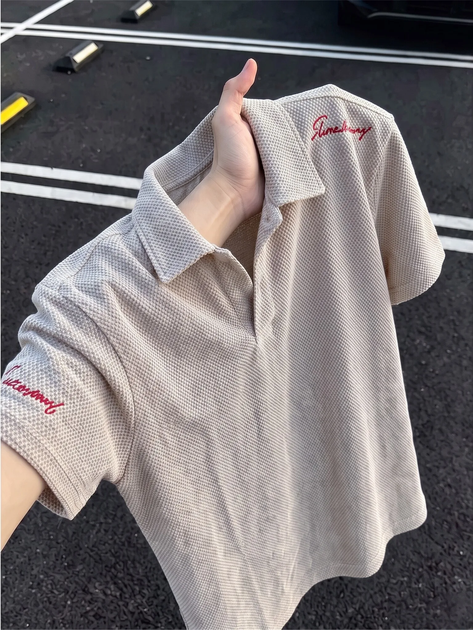 American Style Embroidered Dragon Scale Breathable Sea Eagle Collar  Shirt Short Sleeve Men Summer Thin Texture Sensation...