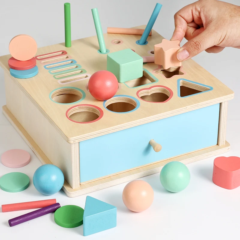 Color Shape Sorting Box Wooden Toys Montessori Early Childhood Education