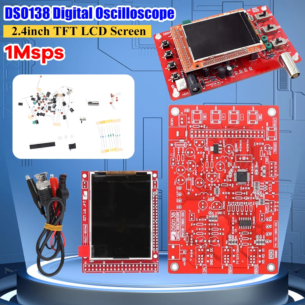 DSO138 Digital Oscilloscope 2 4inch TFT Kit DIY Parts 1Msps Ideal Electronic Teaching Tool for Circuit Testing Repair Projects