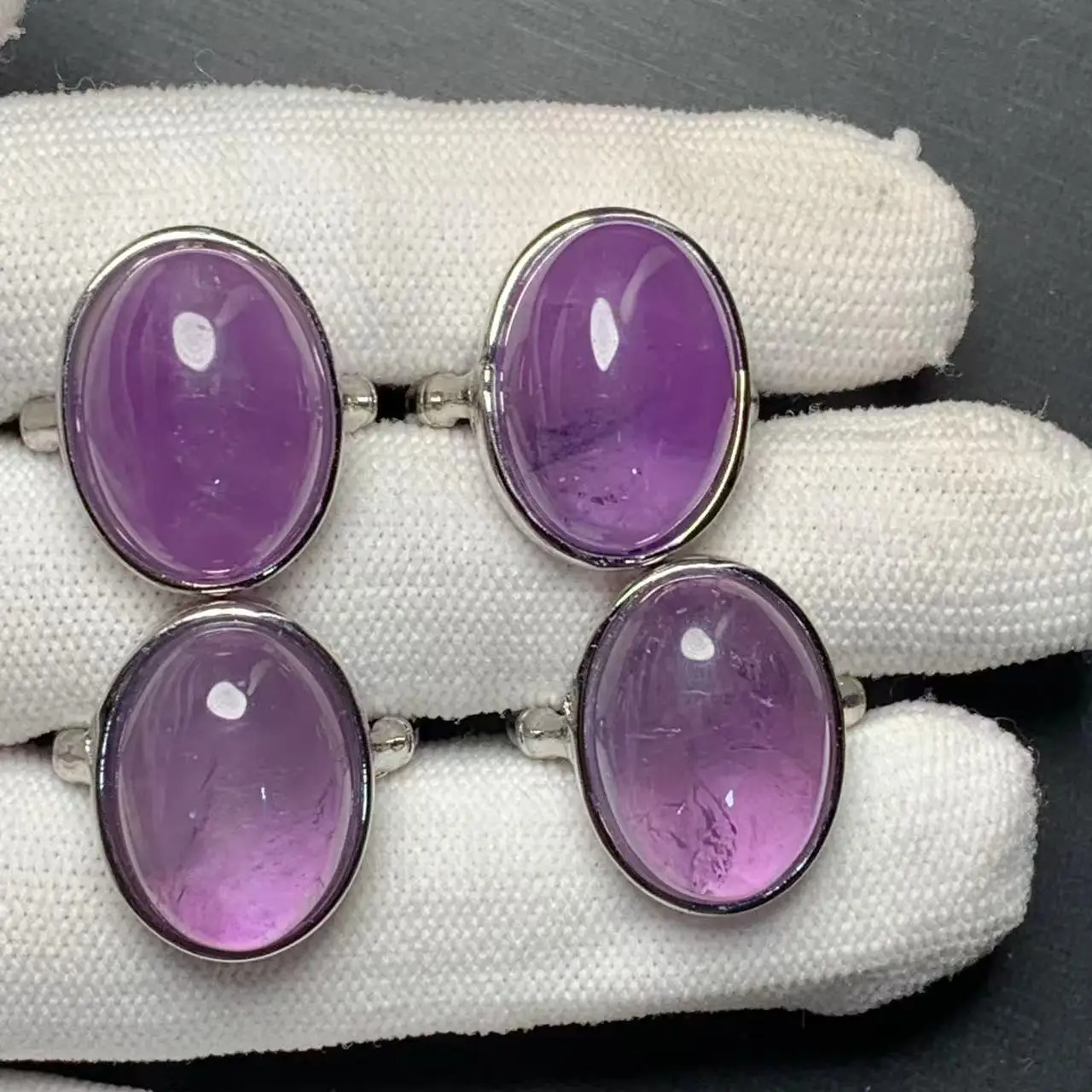 

Natural Amethyst Ring Stone Female Handmade Rings Jewelry for Women Gift Purple Flower