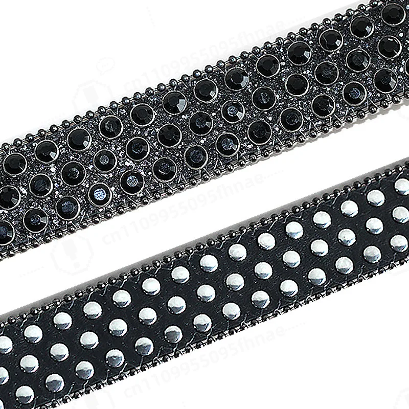 New Unisex Black Crystal Rhinestone Waist Strap Punk Hip Hop Decorative Belt Street Style Jean Matching Fashion Accessory