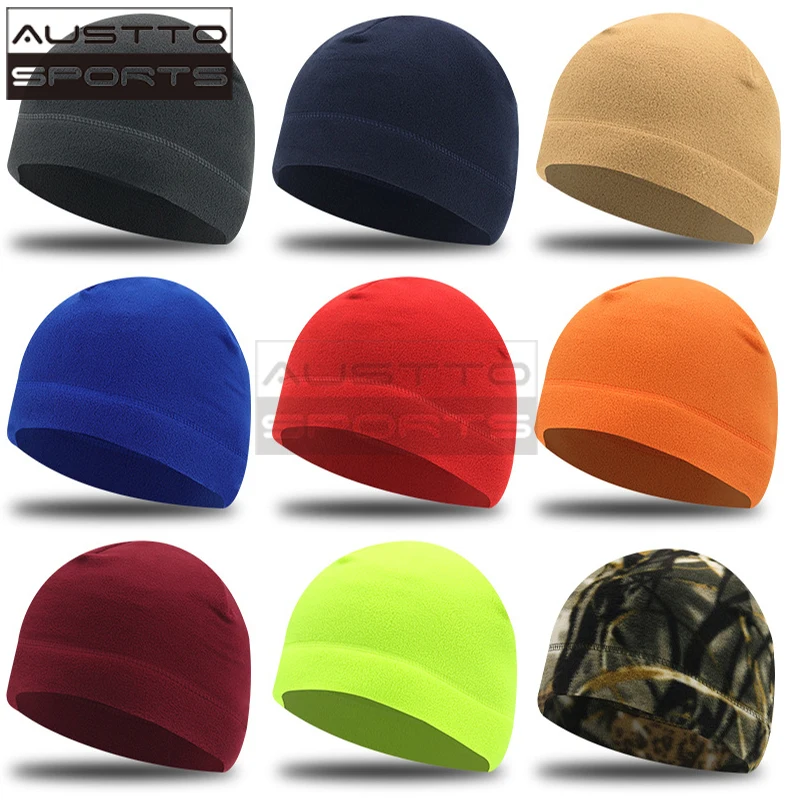 

Austto Fleece Hat Mens Winter Skull Cap Tactical Fleece Skull Beanie for Running Skiing Cycling Sports