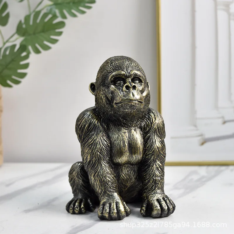 American Gorilla Resin Crafts Baboon Figurines Living Room Desk Office Home Decoration Animal Model Collection Ornament Gifts.