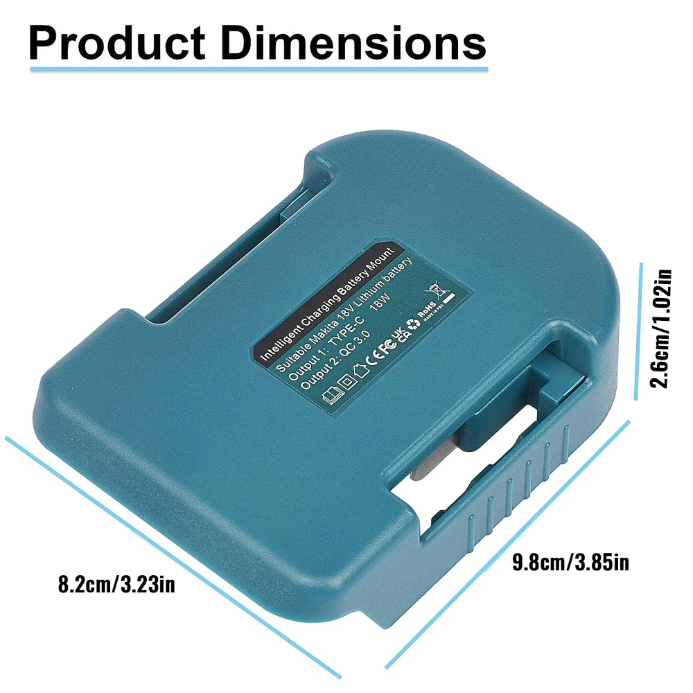 1pc fast charger rack for Makita 18V lithitum battery Portable Adapter with 5V USB Port and 18W Type-C Port Fast Charging