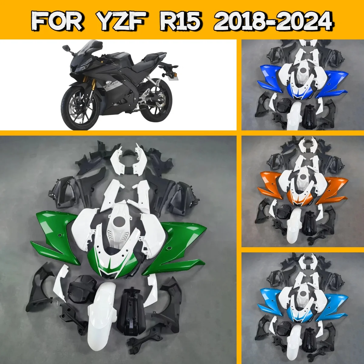 High Quality Motorcycle Fairing Set for 2018-2024 Yamaha YZF R15 ABS Plastic Fairings Fitment 18-24 YZFR15