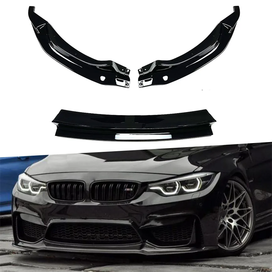 Front Lip Spoiler For BMW F80 F82 F83 M3 M4 2015-2020 Gloss Black Front Bumper Lip Splitters Flaps Car Exterior Modification Accessories