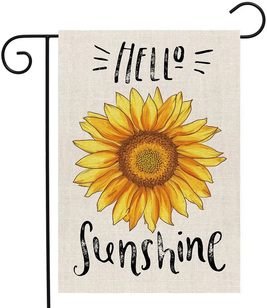 

Hello Sunshine Garden Flag Sunflower 12x18 Vertical Double Sided Decoration Outdoor Seasonal Décor Yard Flag Holiday Flag Burlap