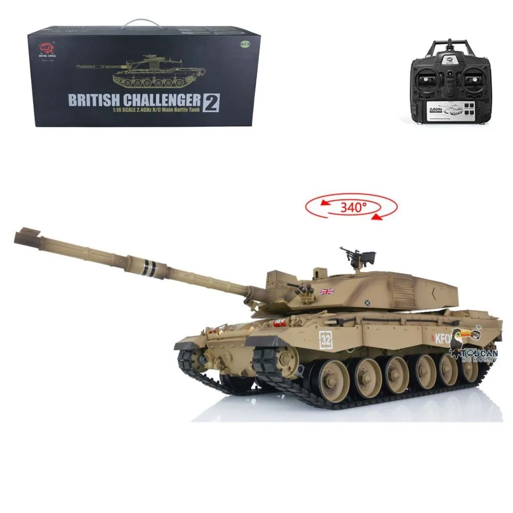 Heng Long 1/16 Escala 7.0 Plástico RC Tanque Challenger II RTR Modelo 2.4G 3908 Pintado em Amarelo Caixa de velocidades Rodas Unidade de Fumar Panzer