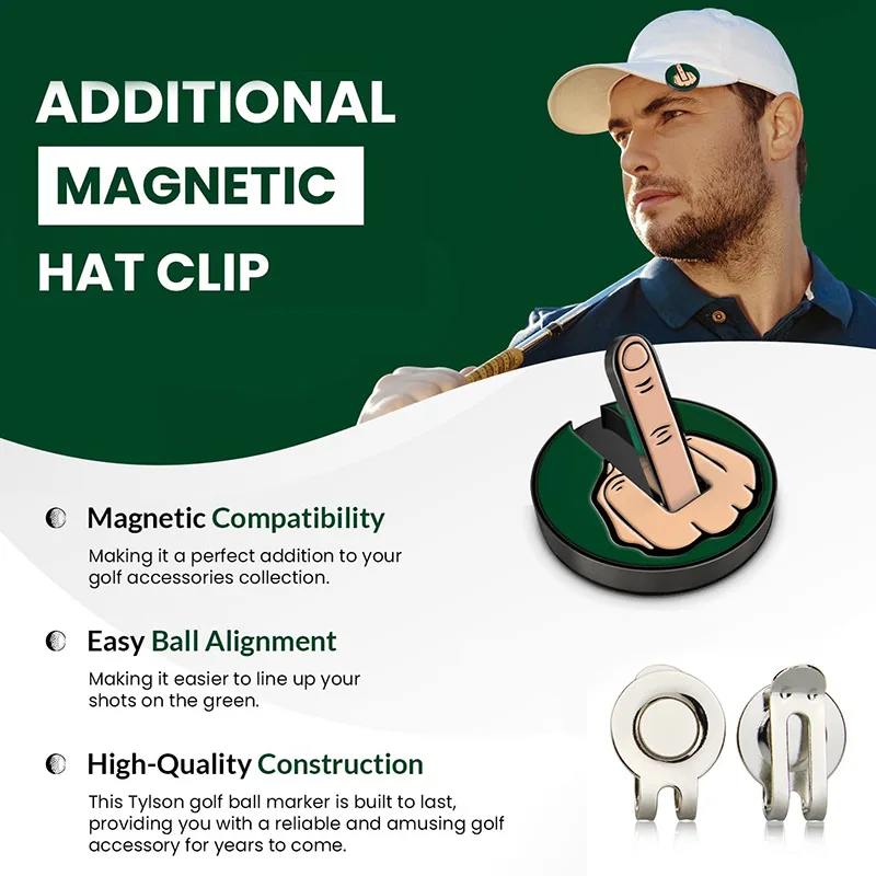 Funny Middle Finger-Shaped Golf Hat Clip, Detachable Magnetic 25mm Coin Hat Clip Unique Putter Golf Mark Sports Golf Accessories view 4