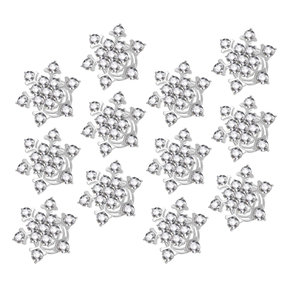

15Pcs Glitter Snowflake Rhinestone Spiral Hair Pins Bridal Metal Coil for Wedding Christmas Party Snowflake Hair Accessories