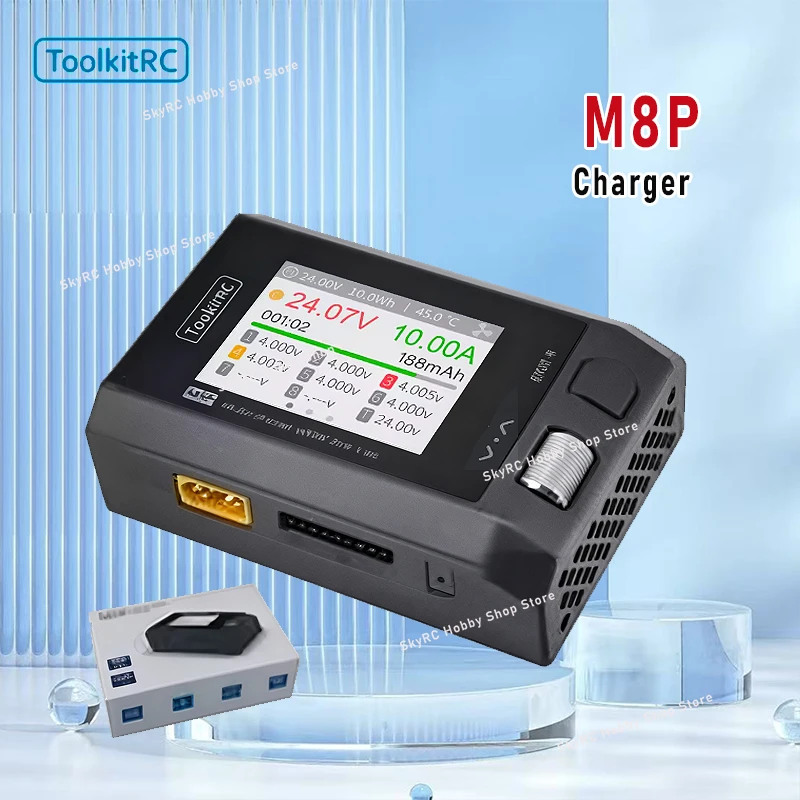 ToolkitRC M8P DC Balance Charger - 600W 20A 1-8S for Lipo LiHV LiFe Lion LTO XT60 Signal Testing RC Accessory