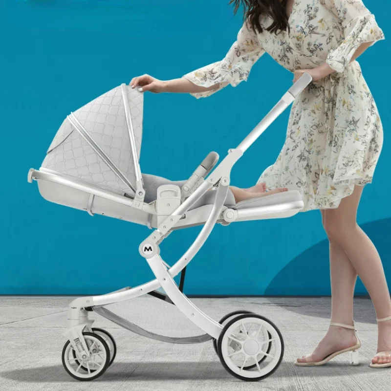 

High Landscape Baby Stroller Can Sit and Lie Two-way Portable Folding Strollers All-purpose Front Rear Shock Absorbent Baby Car