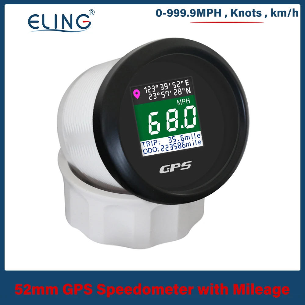 

ELING Car Marine 52 мм 85 мм цифровой GPS спидометр ODO с высотой долговечности и регулируемыми узлами MPH км/ч 9-32 В