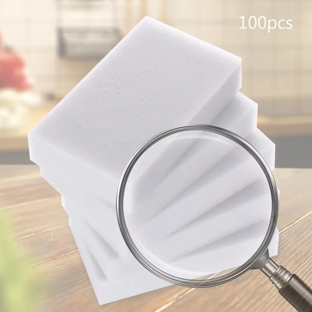 

100pcs Dishes Wash Eraser Multi-functional Cleaning Sponge Eraser Reusable Washable Lightweight Portable for Kitchen Bathroom