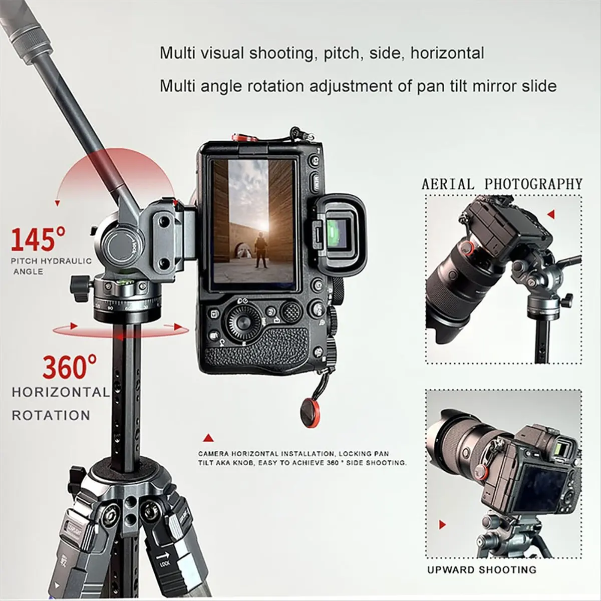 a03r-f38-quick-release-fluid-video-pan-tilt-360°panoramic-gimbal-pan-tilt-tilt-145°-with-detachable-handle-for-tripod-filming