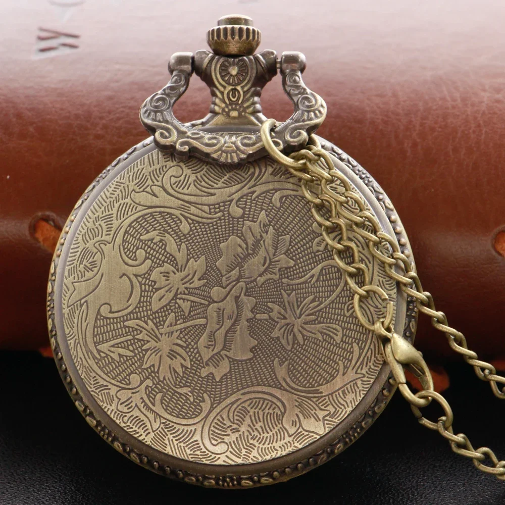 Steampunk Bronze Retro Time Necklace Clock Royal Salute Cannon Palace Castle Quartz Pocket Watch Men's and Women's Accessories