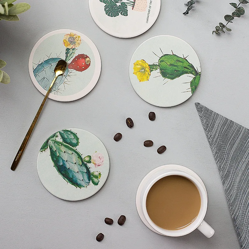 

Diatomaceous Earth Creative Plant Pattern Coasters Absorbent Heat Insulation Wearable Placemats Daily Necessities Home Coaster