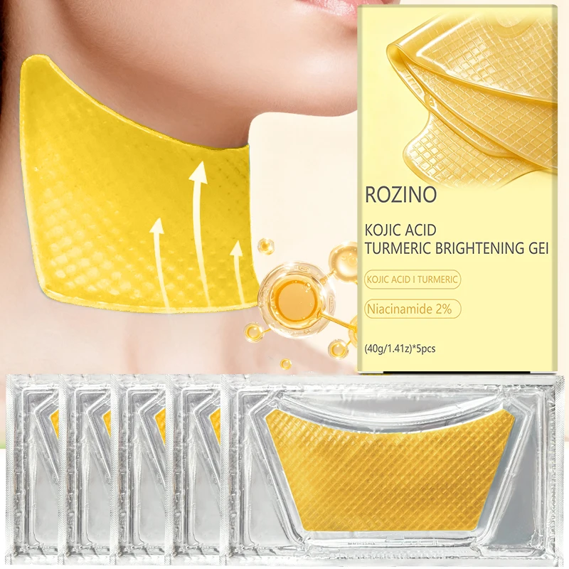 Pack of 5/10/15 Pieces, Golden Kojic Acid Turmeric Brightening and Moisturizing Neck Mask, Neck Patch, Individually Packaged, Body Care, Moisturizes and Softens the Neck, Lifts the Neck Line, Meets the Neck's Moisturizing Needs, Makes Skin Look Smoother, Targeted Care for Specific Areas, Convenient for Lazy People to Carry, Unisex Style, Korean Skincare Products, Holiday Gift, Enhances a Beautiful Complexion