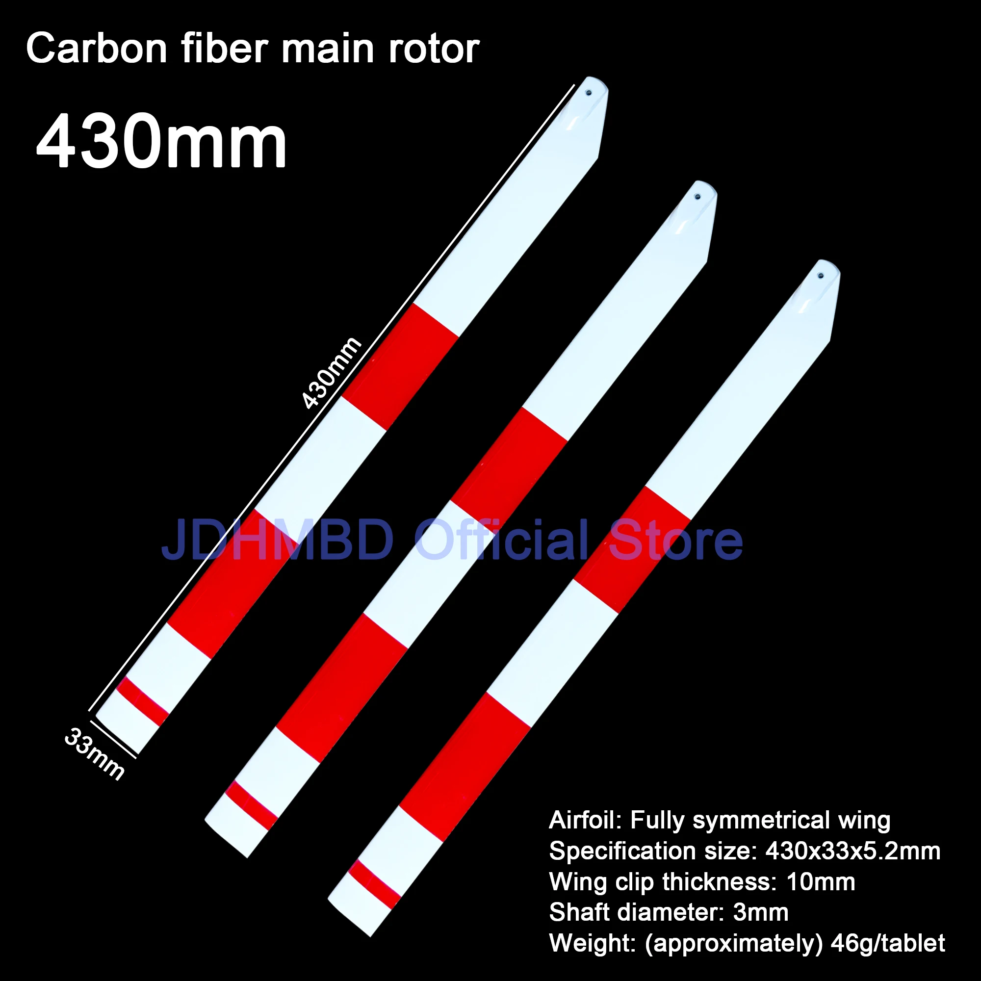 JDHMBD 500 helicopter is special 430MM Composite main blades for ALIGN 500 RIGID Four Blades Main Rotor Set (2pcs) (4pcs)