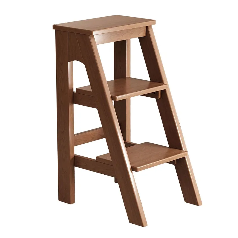 All solid wood thickened and heightened multi-layer staircase stool, small storage footstool in household kitchen