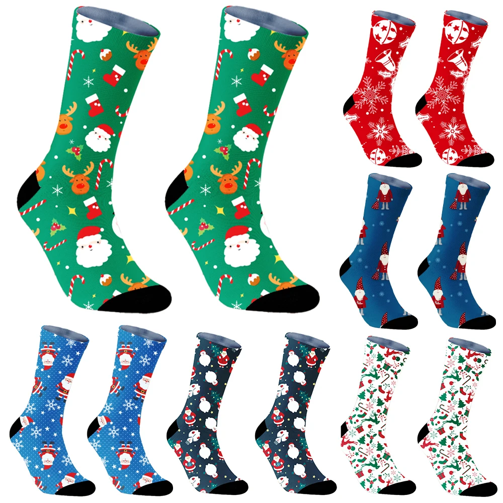 

New Hot Sale Christmas Socks Spray painting Warm Stitching pattern Antiskid Casual men and women cycling Sock