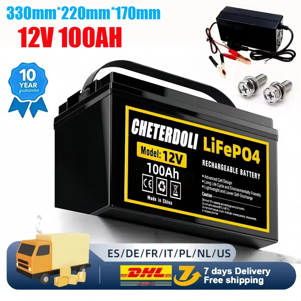 

EU stocks TAX Free LiFePO4 Deep Cycle Battery 12V 24V 36V 100Ah Built-in Upgraded BMS For Golf Carts Marine Trolling Motor