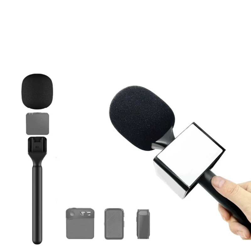 Micrófono de entrevista adaptador de mano de espuma para Rode Wireless Go/GoII/DJI Mic/Relacart/transmisor inalámbrico, solo cubo