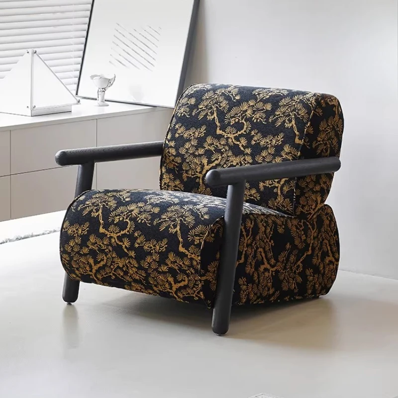 

Sofa chair Solid wood armrest Cafe casual single fabric leisure chair