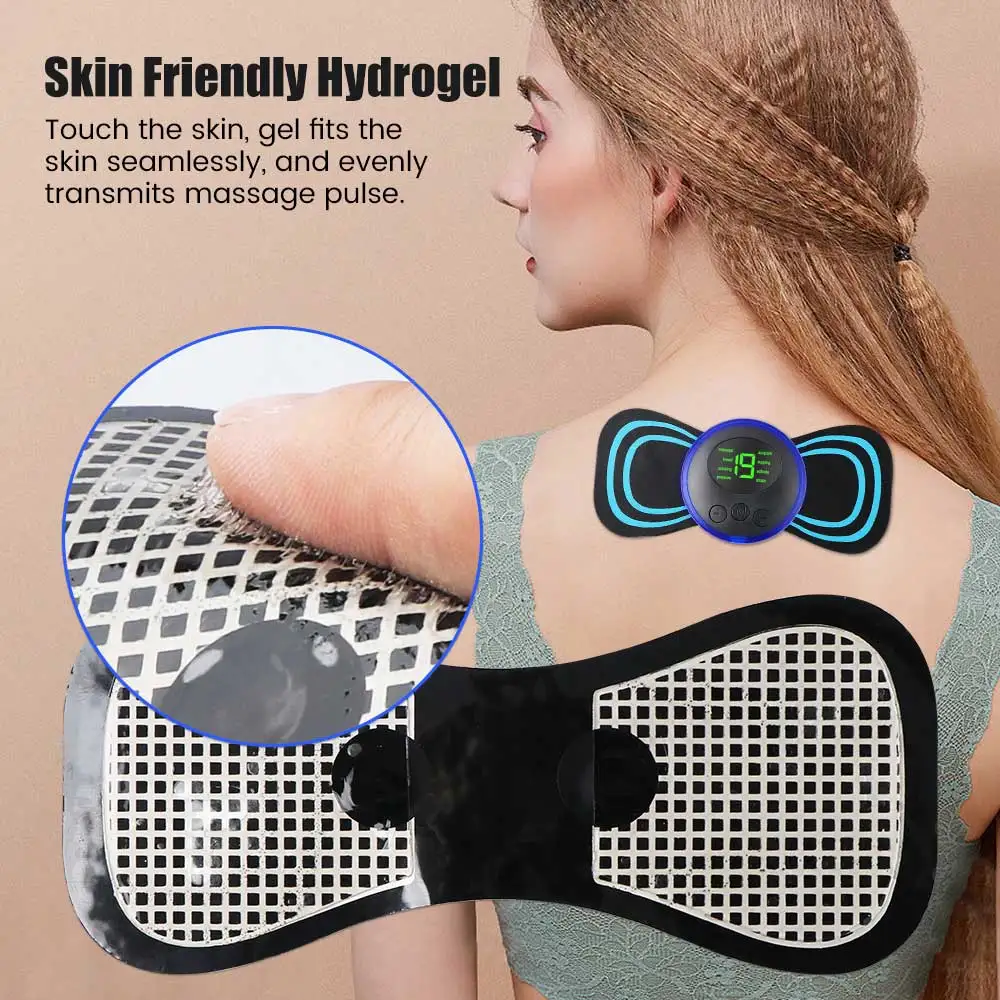 Electric Mini Neck Stretcher Massager 8 Mode Cervical Massage Patch Pulse Muscle Stimulator Portable Relief Pain Relaxation Tool