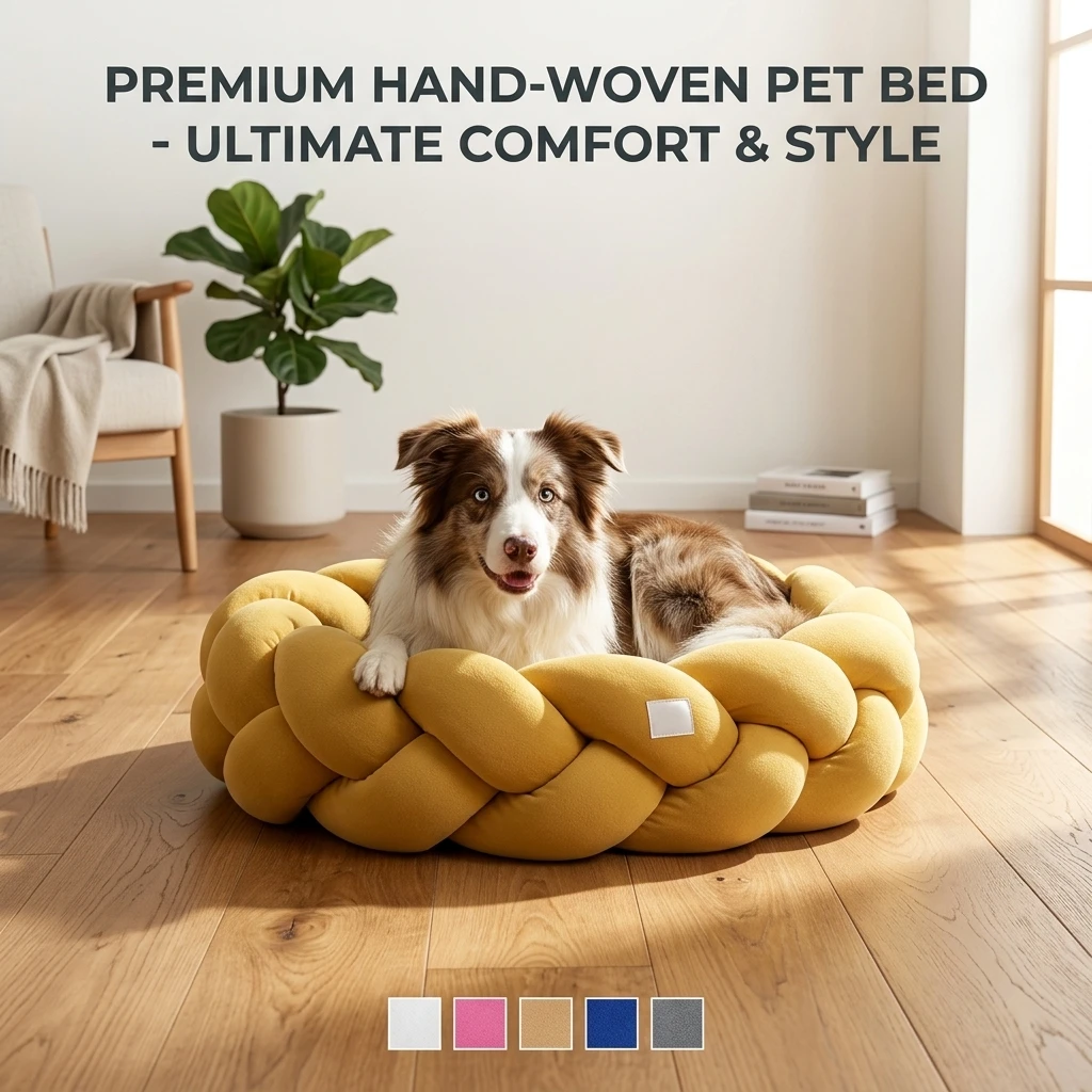 Wholesale Cute Modern Luxury Handmade Weave Soft Pet Dog Sofa Nest Beds OEM/ODM Washable Plush Mat PP Cotton Fill Down