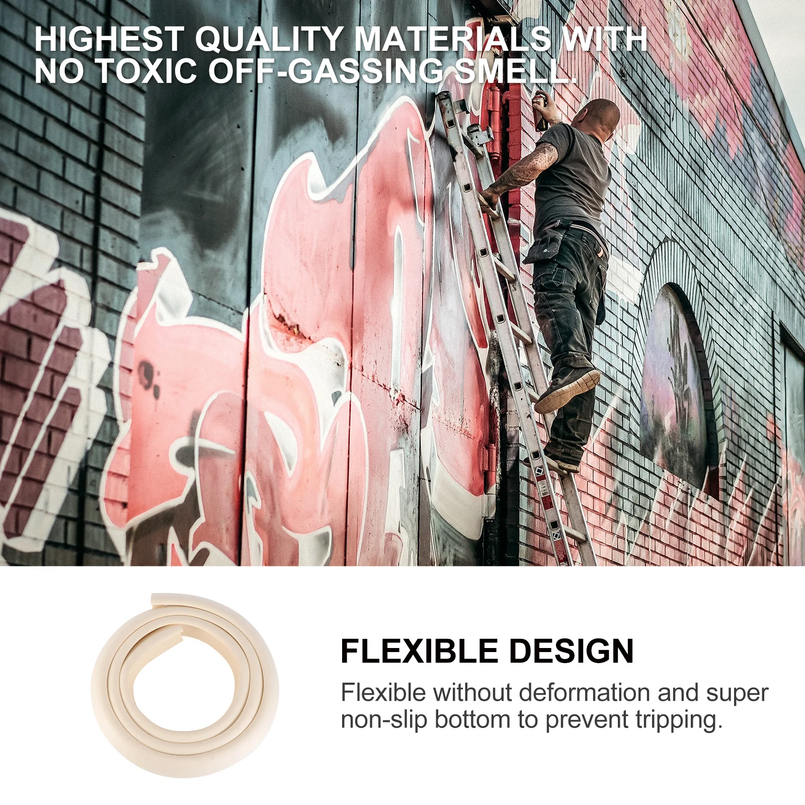 1 قطعة الحصير درج 2 متر الأبيض عدم الانزلاق مقاوم للماء عالية الكثافة الإسفنج حصيرة للمنزل درج حماية سجادة أرضية #1