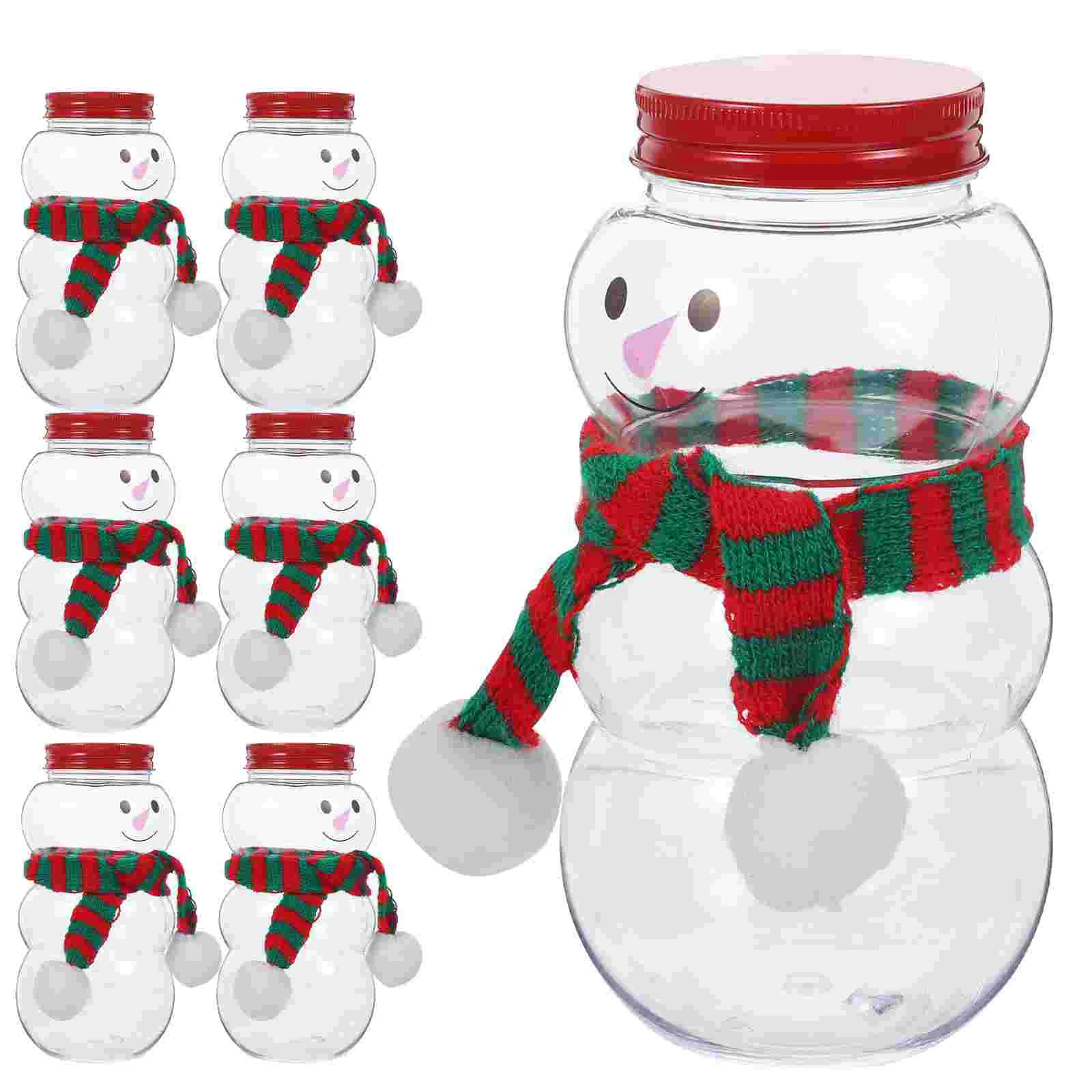 10 Sets Christmas Bottle Water Empty Bottles Milk Tea Snowman Juice with Lids Portable Beverage for Drinking Wrapping Adorable