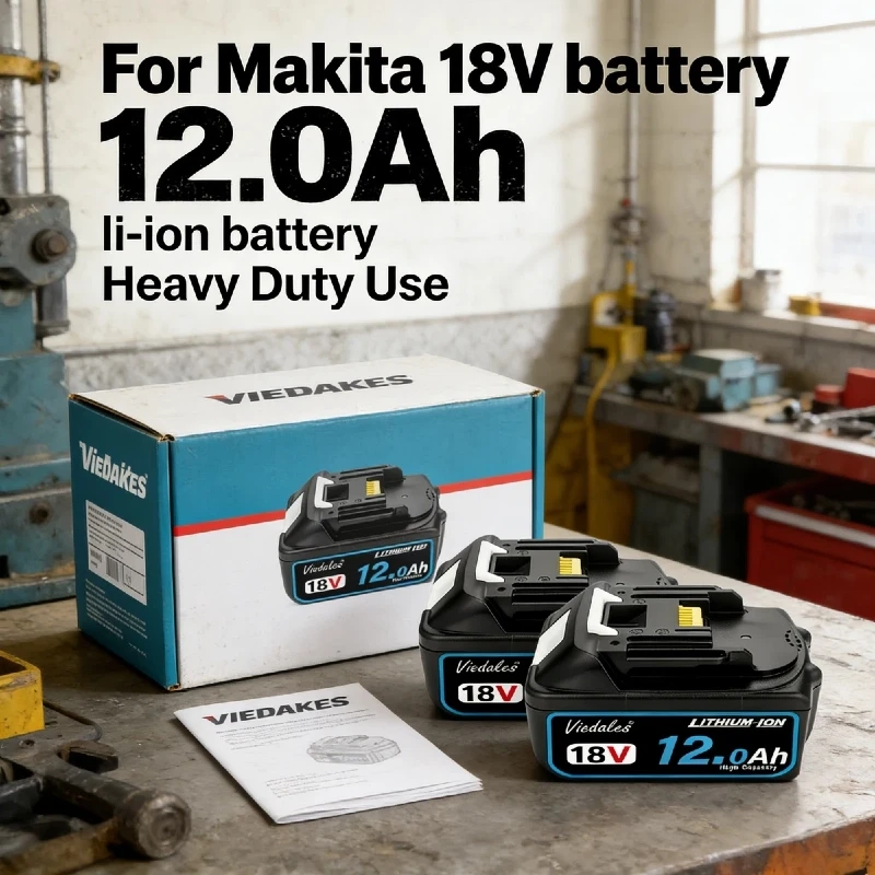 

18V 12.0Ah Rechargeable Li-ion Battery, Upgrade For Makita 18V Battery BL1860B BL1850 BL1830B, With Charger
