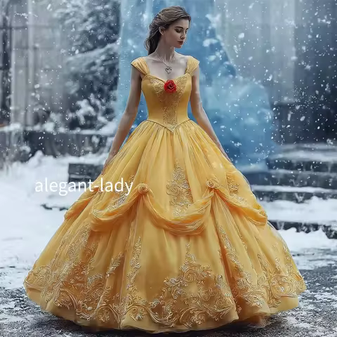 Customized Gold Embroidered Ball Gown Princess Sweetheart Neckline Corset Victorian Evening Gown Special Occasion Dress Cosplay