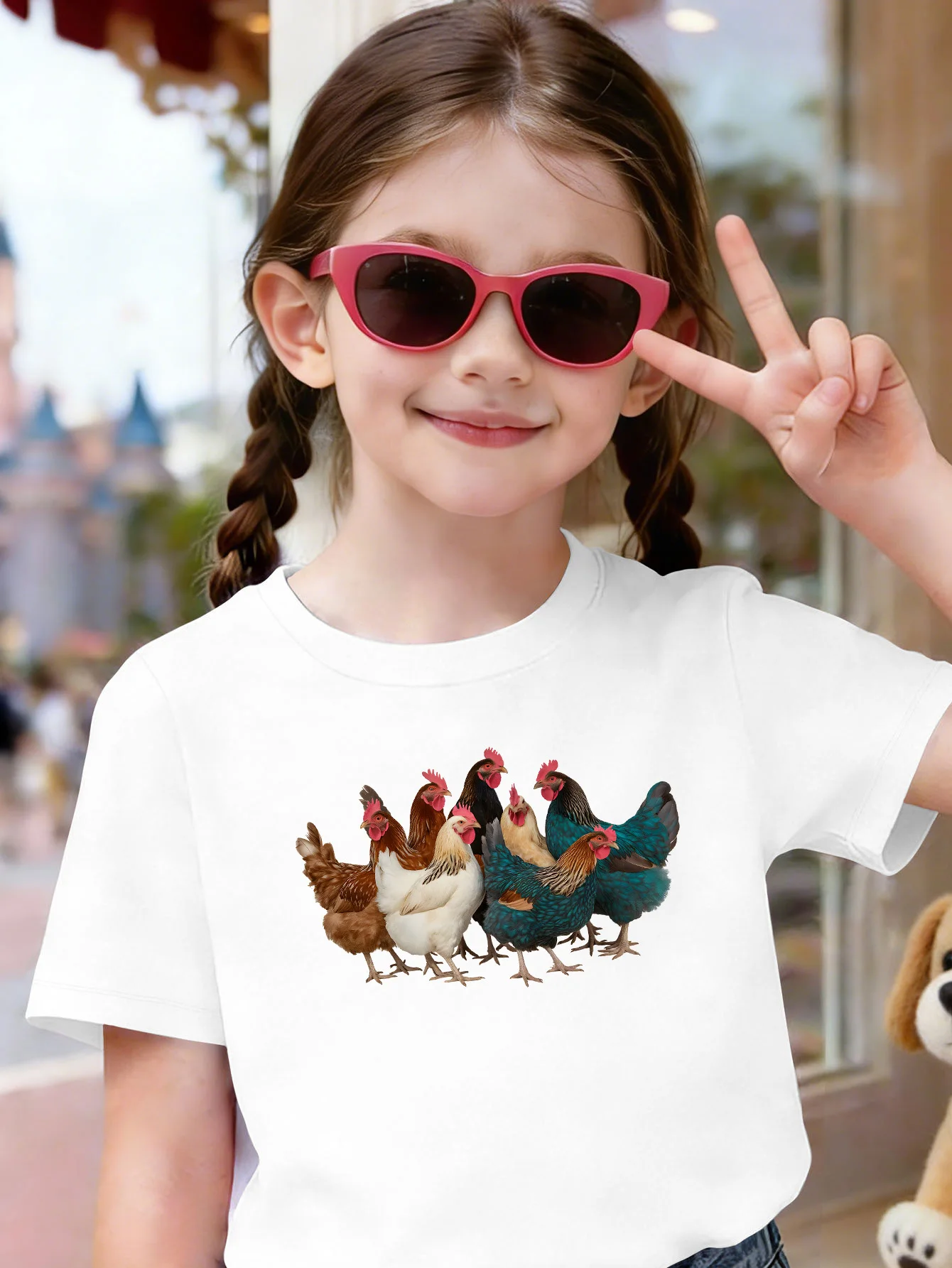 Realistic Farm Chickens Animal Print Kids T Shirt Boys Girls Short Sleeve Crew Neck Cotton Parent Matching Tops Toddler Youth