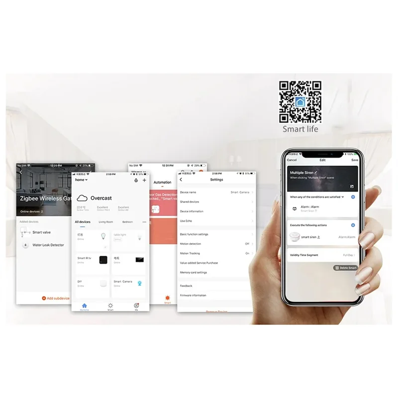 ABGR-Tuya Smart Zigbee Siren Беспроводная звуковая и видимая сигнализация 100 дБ с защитой от несанкционированного доступа, питание переменного тока, регулировка громкости работы