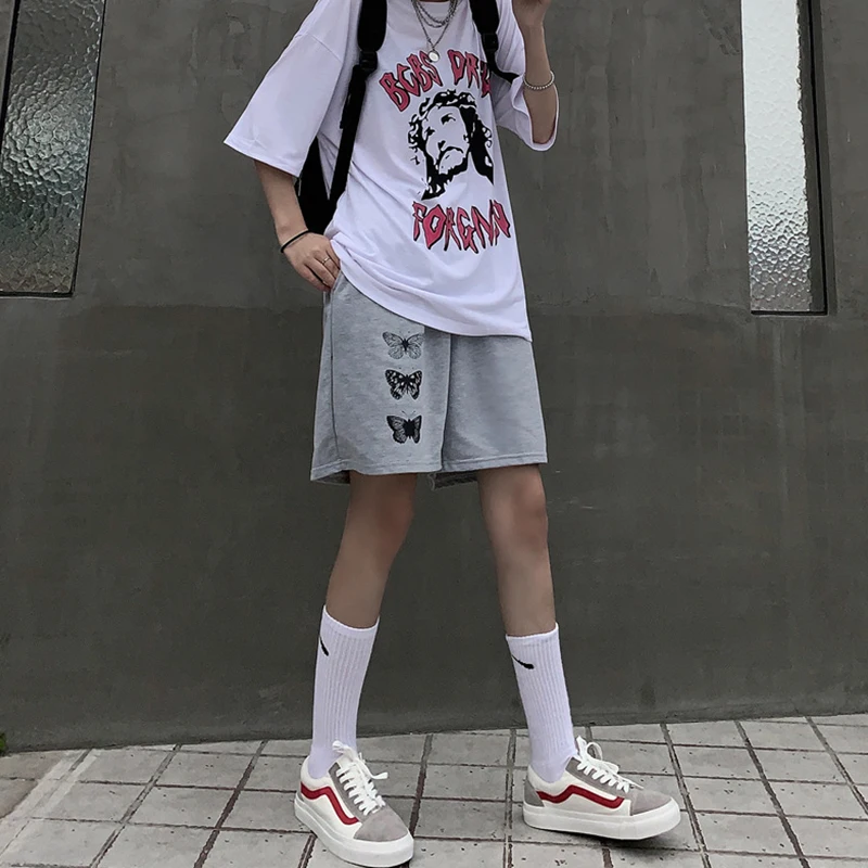 2026 Women's Summer Printed Shorts Solid Color Wide Leg Knee Length Harajuku Ins Trendy All Match Casual Chic Shorts