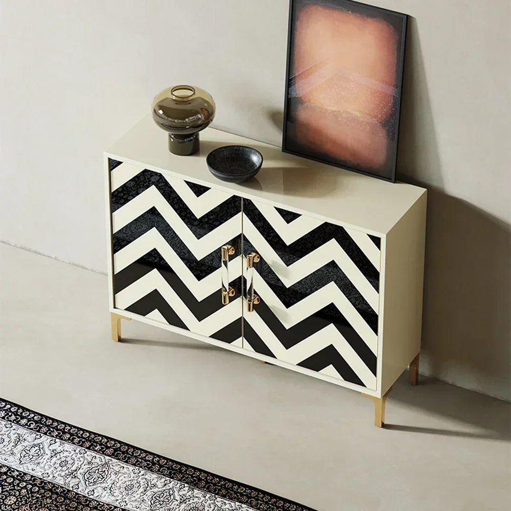 Zebra-stripe modern storage cabinet luxury style buffet table cabinets dining room furniture sets living room sideboard