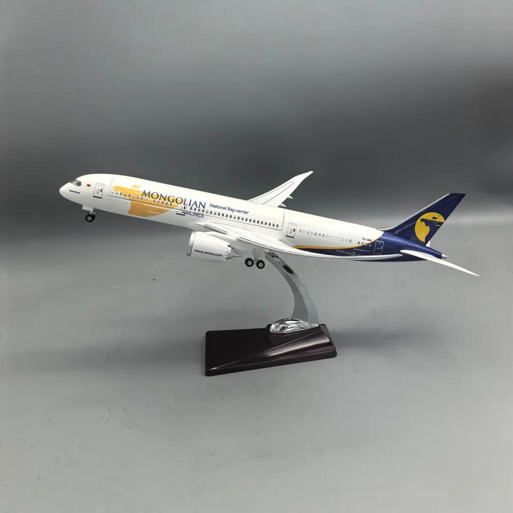1/150 Scale B787-9 Mongolian Airways 47cm Resin Model Plane Diecast Airplanes Cabin Door Openable For Aviation Hobby Decoration