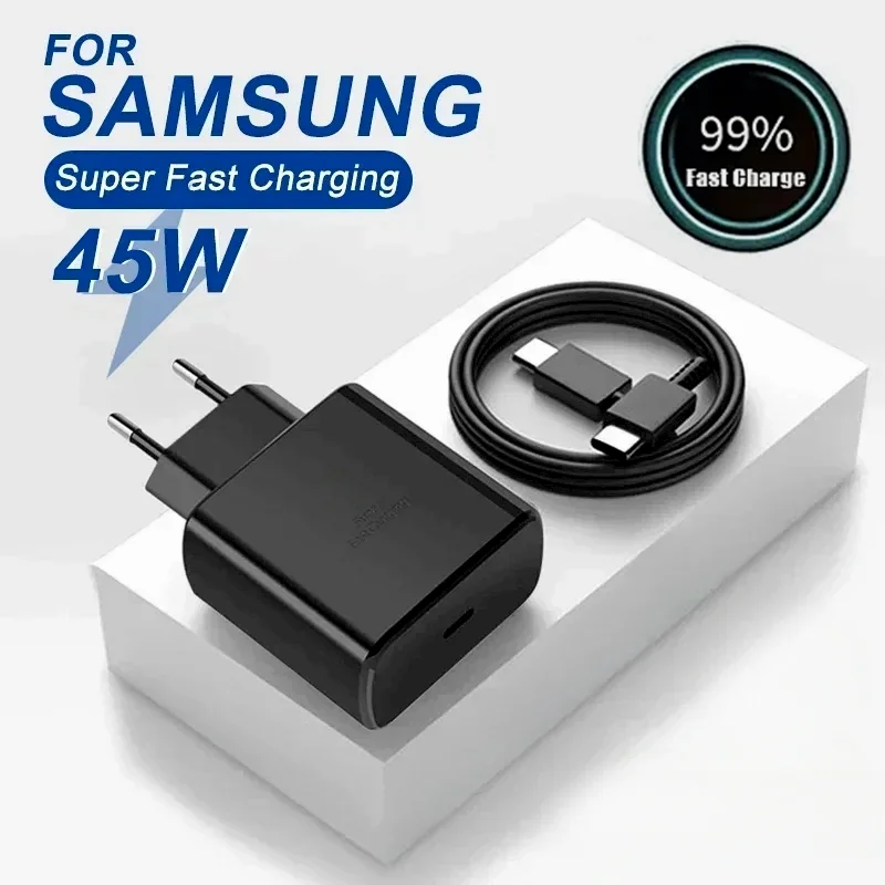 PD 45W USB C Super Fast Wall Charger For Samsung Galaxy S22 S23 S24 Ultra A55 Z Flip5 Fold5 5A Dual Type-C Quick Charging Cable