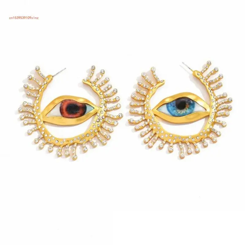 

Trendy Zircon Inlaid Earring Eye Earwear Big Hoop Earring Retro Jewelry