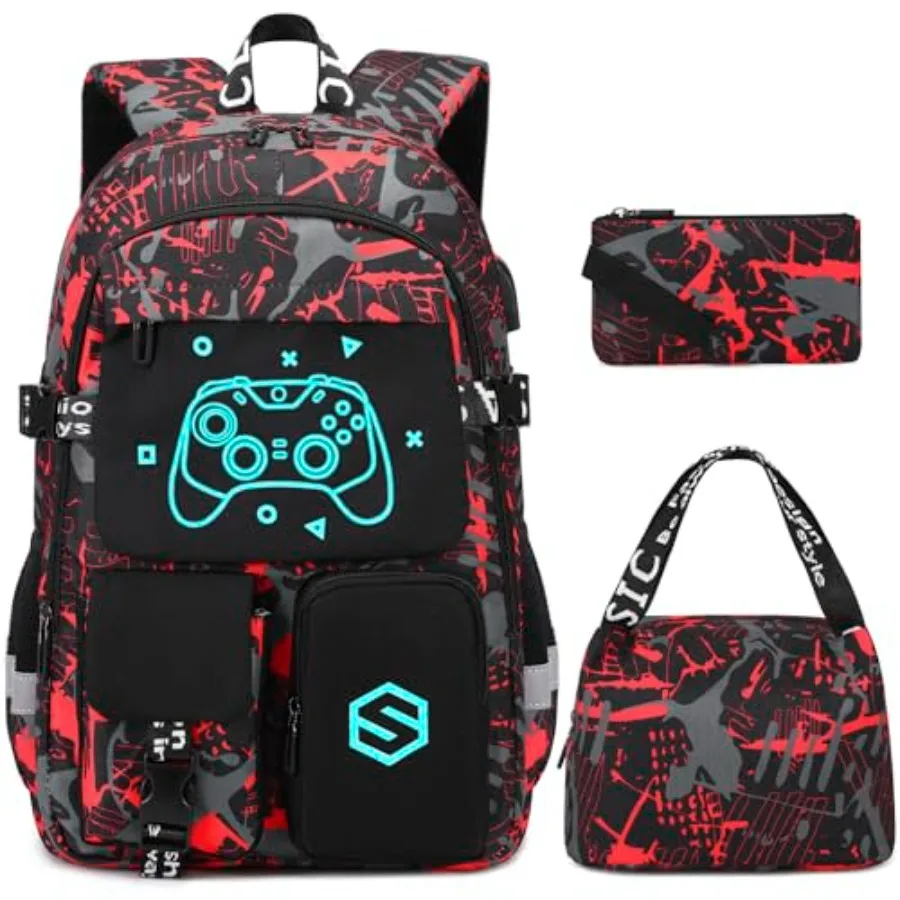 

Рюкзак для мальчиков: стильный светящийся школьный рюкзак с сумкой для обеда и пеналом для детского сада, начальной и средней школы