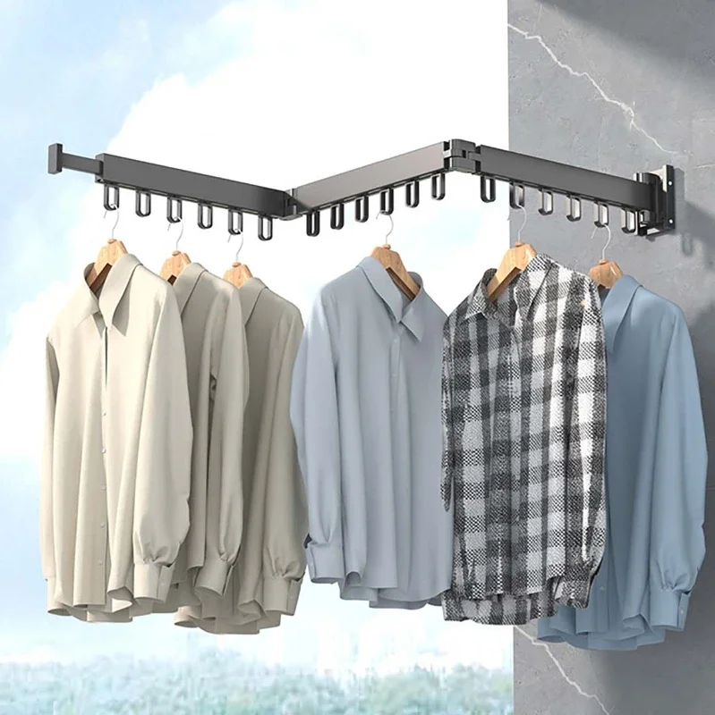 90/120Cm Vouwen Kleerhanger Wall Mount Intrekbare Doek Droogrek Indoor & Outdoor Ruimte Besparen Home Hotel waslijn