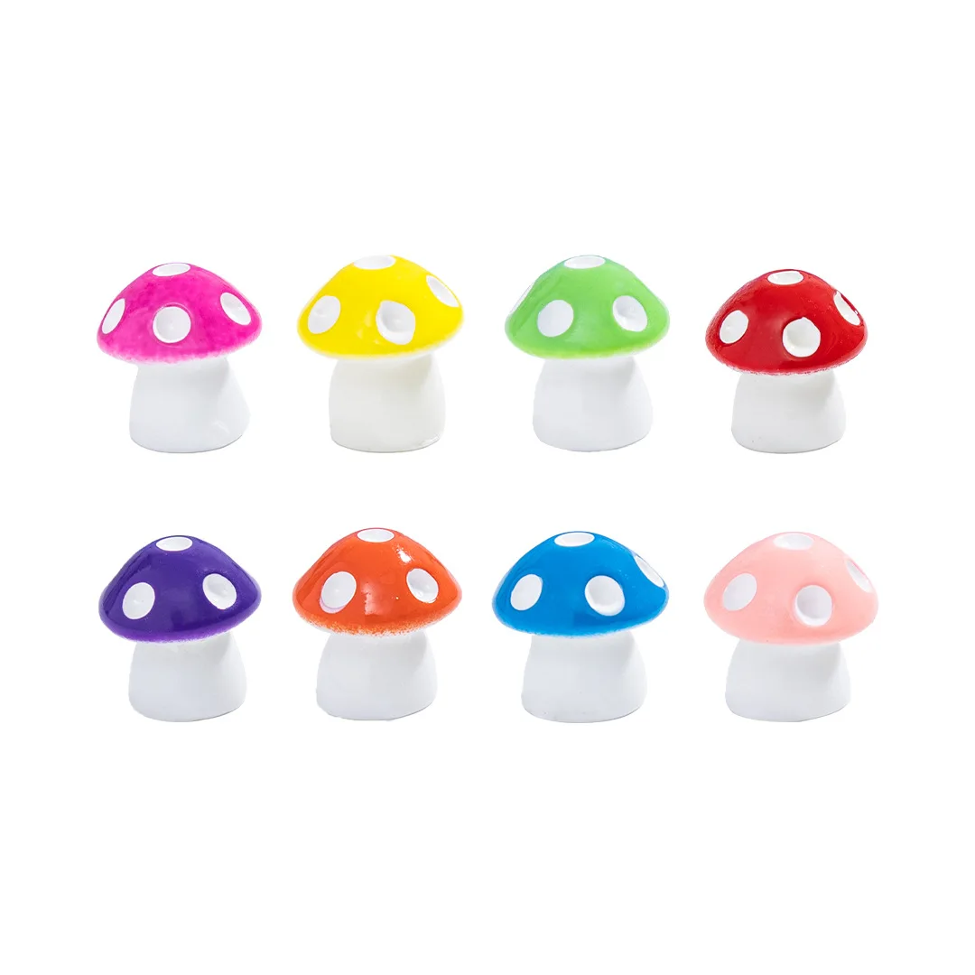20PCS Mixed Color Mushrooms Terrarium Figurines Fairy Garden Miniatures Party Garden Mini Mushroom Garden Ornament Resin Crafts