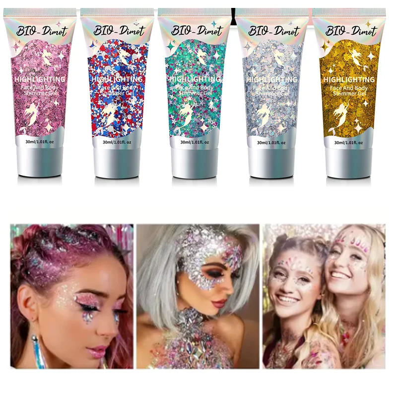 glitter per il corpo viso glitter gel glitter per capelli trucco gel glitter autoadesivo Festival e performance sul palco Ottimo per regalo