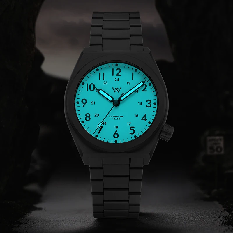 WM Watch Automatic Mechanical Pilot Watch NH35 AR Coated 100 Water Resistant Simple Style Sapphire Welly Merck Watches WM216